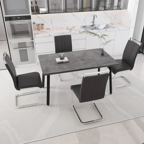 Expandable Modern Grey MDF Dining Table Set With Chairs - Omega Lifestyles