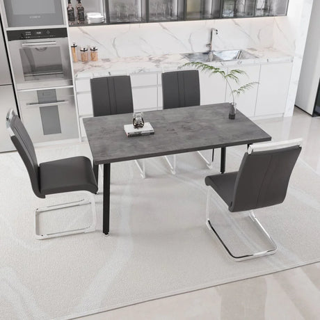 Expandable Modern Grey MDF Dining Table Set With Chairs - Omega Lifestyles