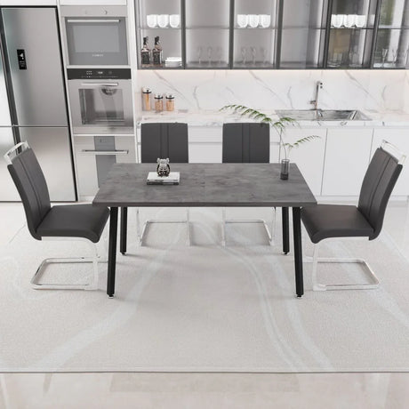 Expandable Modern Grey MDF Dining Table Set With Chairs - Omega Lifestyles
