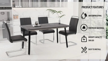 Expandable Modern Grey MDF Dining Table Set With Chairs - Omega Lifestyles