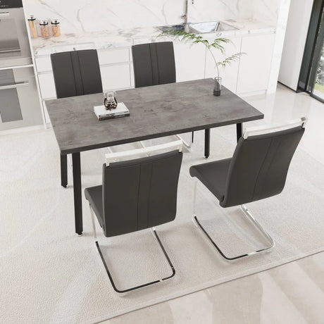 Expandable Modern Grey MDF Dining Table Set With Chairs - Omega Lifestyles
