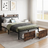 Full Size Bed Frame With Storage Headboard And Charging - Reposea - Omega Lifestyles