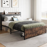 Full Size Bed Frame With Storage Headboard And Charging - Reposea - Omega Lifestyles