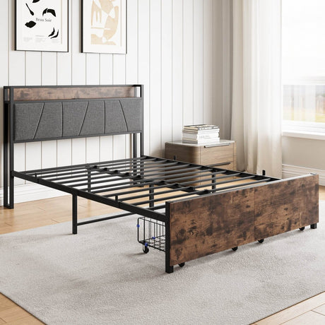 Full Size Bed Frame With Storage Headboard And Charging - Reposea - Omega Lifestyles