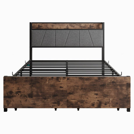 Full Size Bed Frame With Storage Headboard And Charging - Reposea - Omega Lifestyles