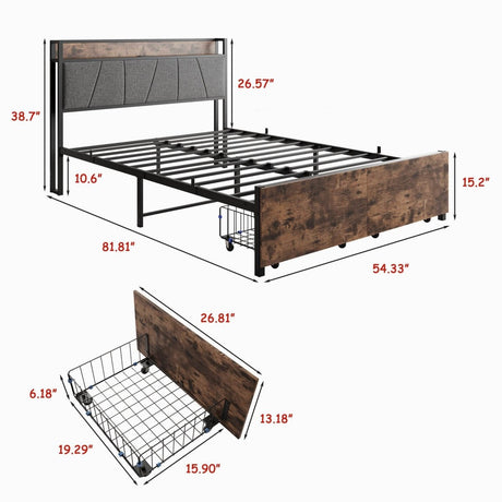 Full Size Bed Frame With Storage Headboard And Charging - Reposea - Omega Lifestyles