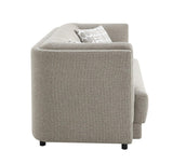 Gray Chenille Sofa With Pillows And Wooden Frame - Omega Lifestyles
