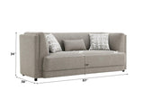 Gray Chenille Sofa With Pillows And Wooden Frame - Omega Lifestyles