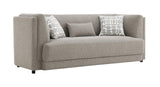 Gray Chenille Sofa With Pillows And Wooden Frame - Omega Lifestyles