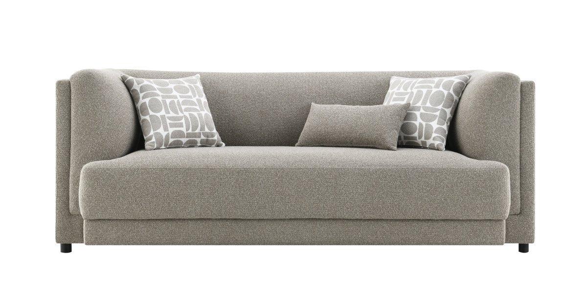 Gray Chenille Sofa With Pillows And Wooden Frame - Omega Lifestyles