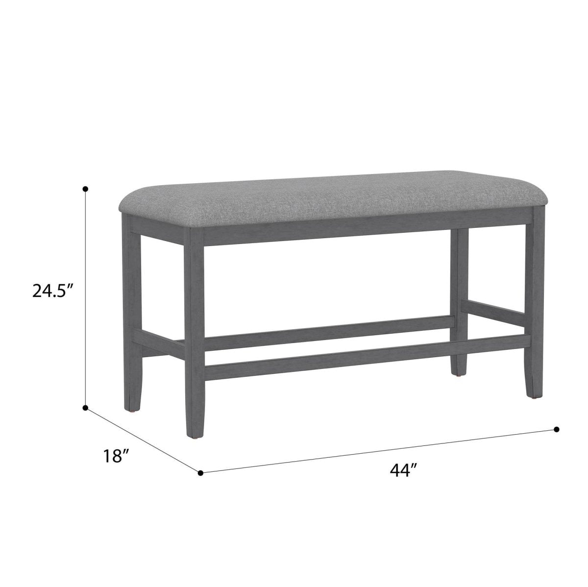Gray Solid Wood Foam Filled Gathering Height Bench - Reposea - Omega Lifestyles