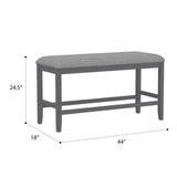 Gray Solid Wood Foam Filled Gathering Height Bench - Reposea - Omega Lifestyles