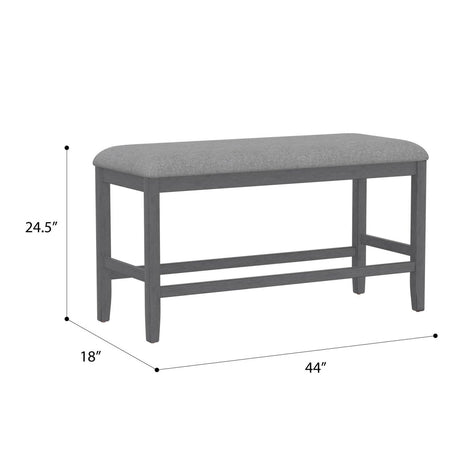Gray Solid Wood Foam Filled Gathering Height Bench - Reposea - Omega Lifestyles
