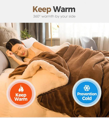 Heated Anti-Pilling Wool Throw Blanket Winter Cozy - Sleep Galleria