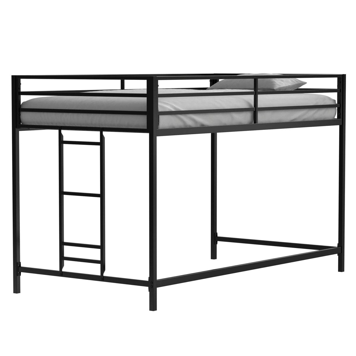 Junior Twin Metal Loft Bunk Bed With Ladder And Guardrails - Reposea - Omega Lifestyles