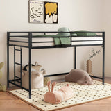 Junior Twin Metal Loft Bunk Bed With Ladder And Guardrails - Reposea - Omega Lifestyles