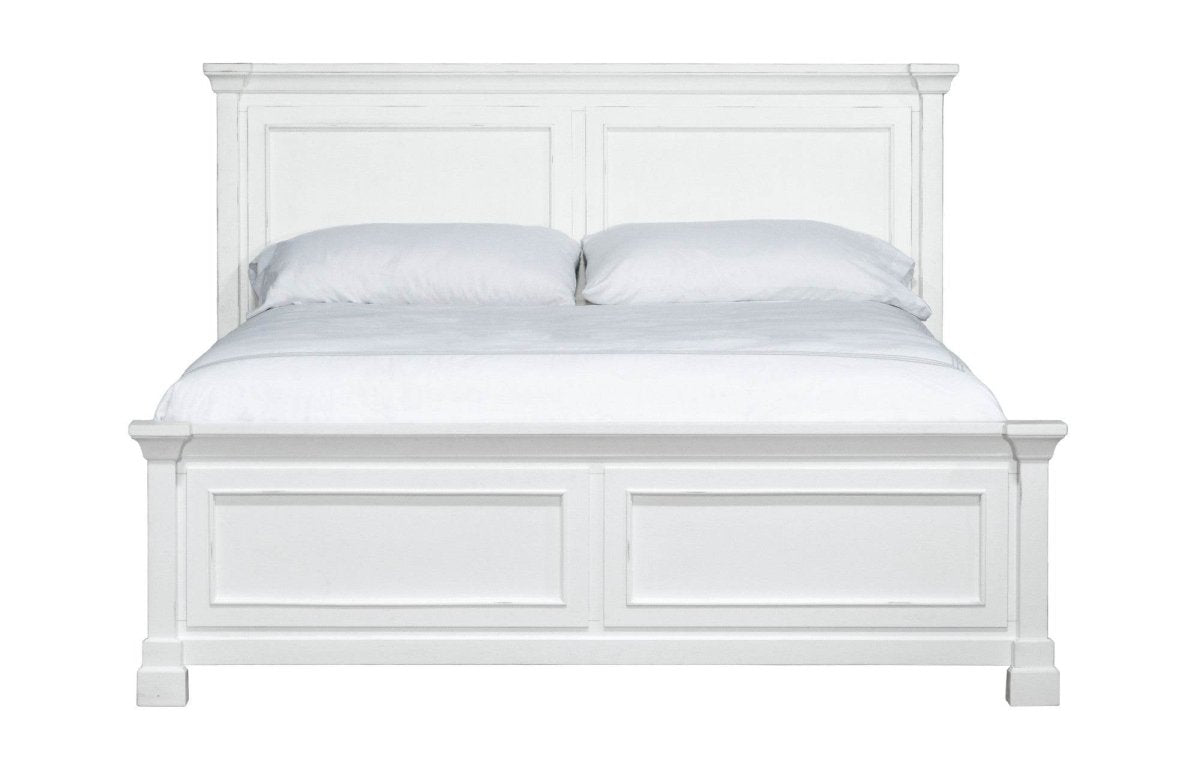 King Coastal White Engineered Wood Panel Bed Frame - Reposea - Omega Lifestyles