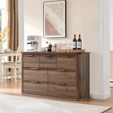 Modern 7-Drawer Walnut Wood Dresser With Curved Profile - Omega Lifestyles