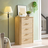 Modern Oak 5-Drawer Curved Profile Bedroom Dresser - Omega Lifestyles