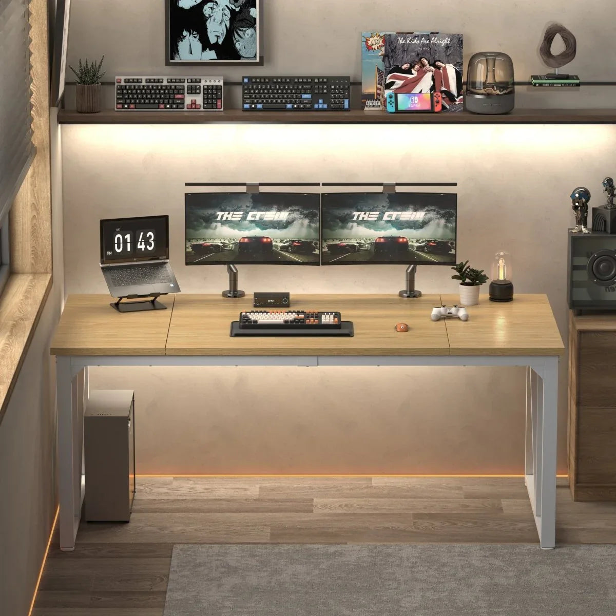 Natural MDF 70-Inch Large Legroom Office Computer Desk - Omega Lifestyles