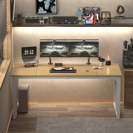 Natural MDF 70-Inch Large Legroom Office Computer Desk - Omega Lifestyles