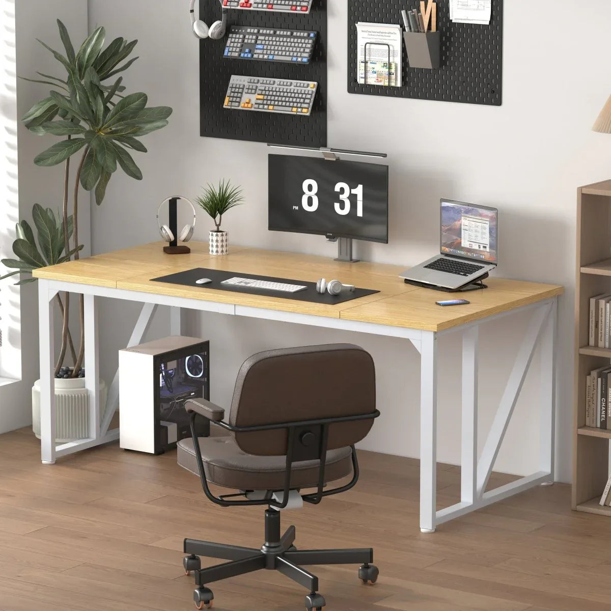 Natural MDF 70-Inch Large Legroom Office Computer Desk - Omega Lifestyles