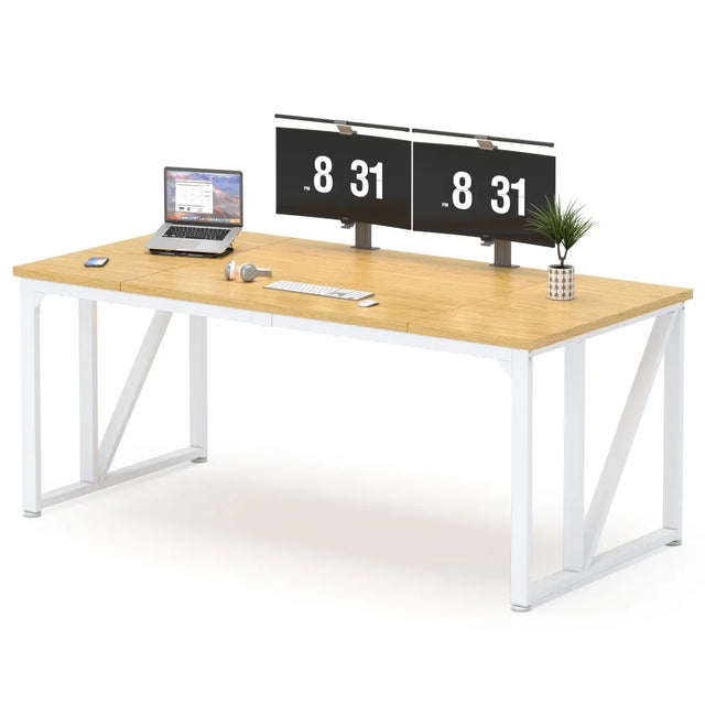 Natural MDF 70-Inch Large Legroom Office Computer Desk - Omega Lifestyles
