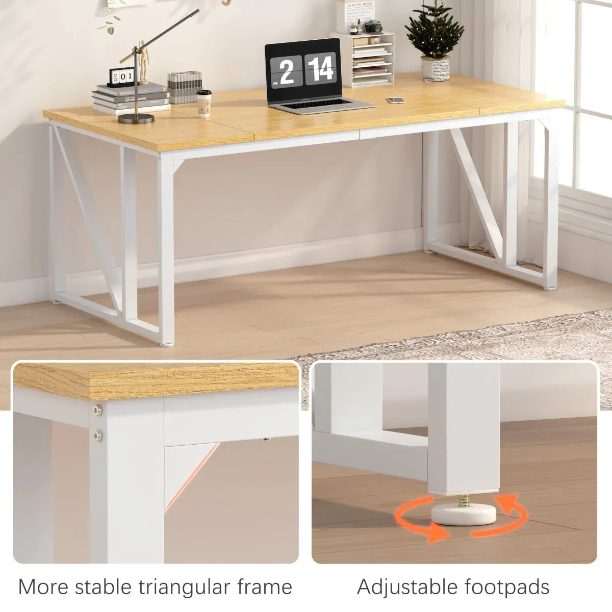 Natural MDF 70-Inch Large Legroom Office Computer Desk - Omega Lifestyles