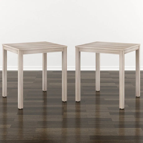 Set Of 2 Beige Wood End Tables Compact Square Design - Omega Lifestyles