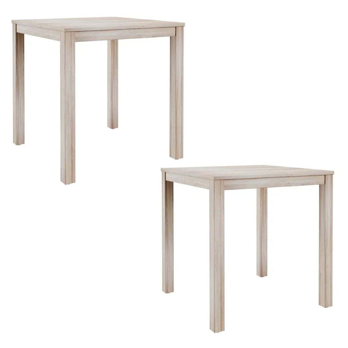 Set Of 2 Beige Wood End Tables Compact Square Design - Omega Lifestyles