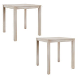 Set Of 2 Beige Wood End Tables Compact Square Design - Omega Lifestyles