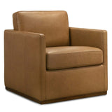 Tan Leather Swivel Lounge Chair With Plush Cushion - Omega Lifestyles
