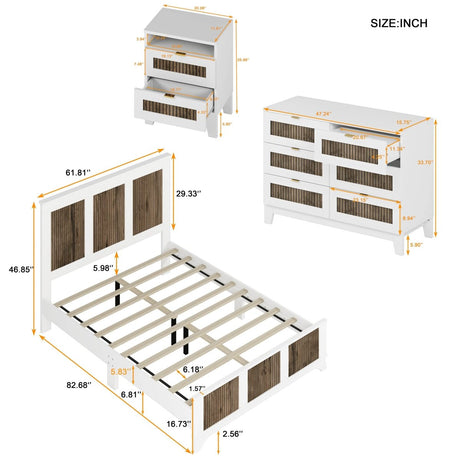 4-Piece White Farmhouse Platform Bed Set With Storage - Sleep Galleria