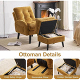 Adjustable Backrest Chenille Fabric Accent Chair With Ottoman - Omega Lifestyles