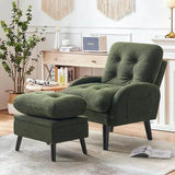 Adjustable Backrest Chenille Fabric Accent Chair With Ottoman - Omega Lifestyles