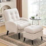 Adjustable Backrest Chenille Fabric Accent Chair With Ottoman - Omega Lifestyles