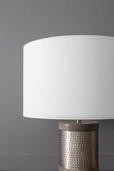 Hammered Iron Mango Wood Fabric Drum Table Lamp - Sleep Galleria