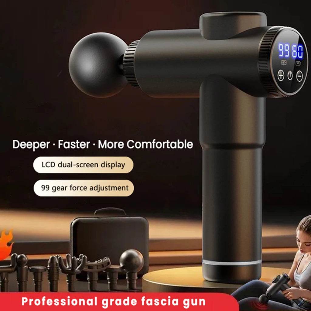 Massage Gun with LCD Touch Screen for Deep Muscle Recovery - Omega Lifestyles