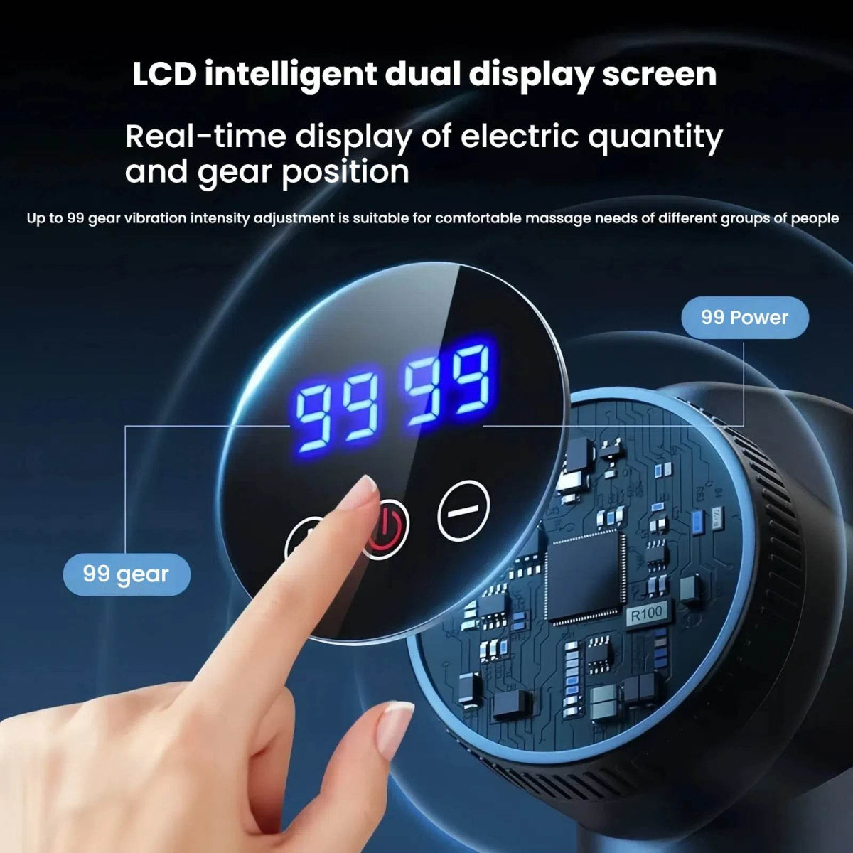 Massage Gun with LCD Touch Screen for Deep Muscle Recovery - Omega Lifestyles