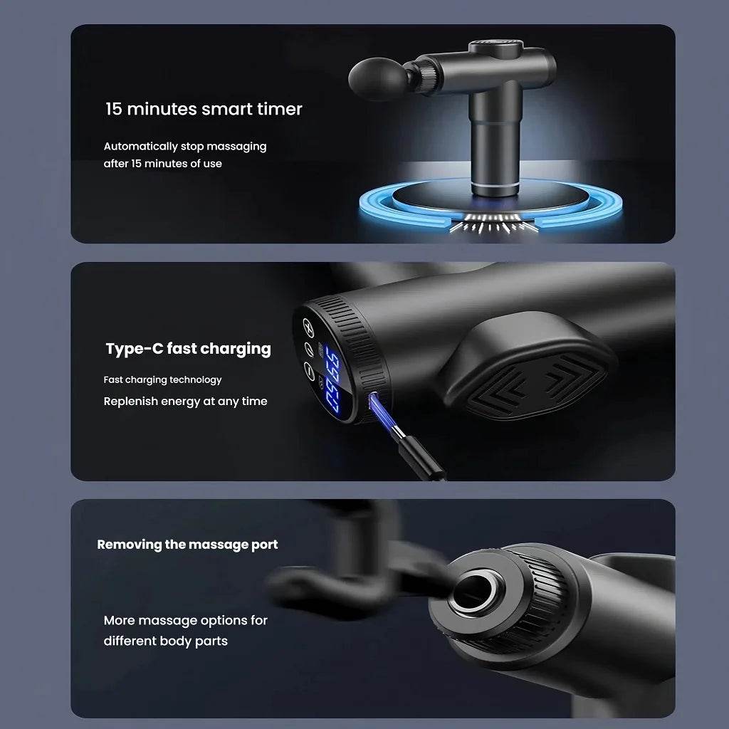 Massage Gun with LCD Touch Screen for Deep Muscle Recovery - Omega Lifestyles