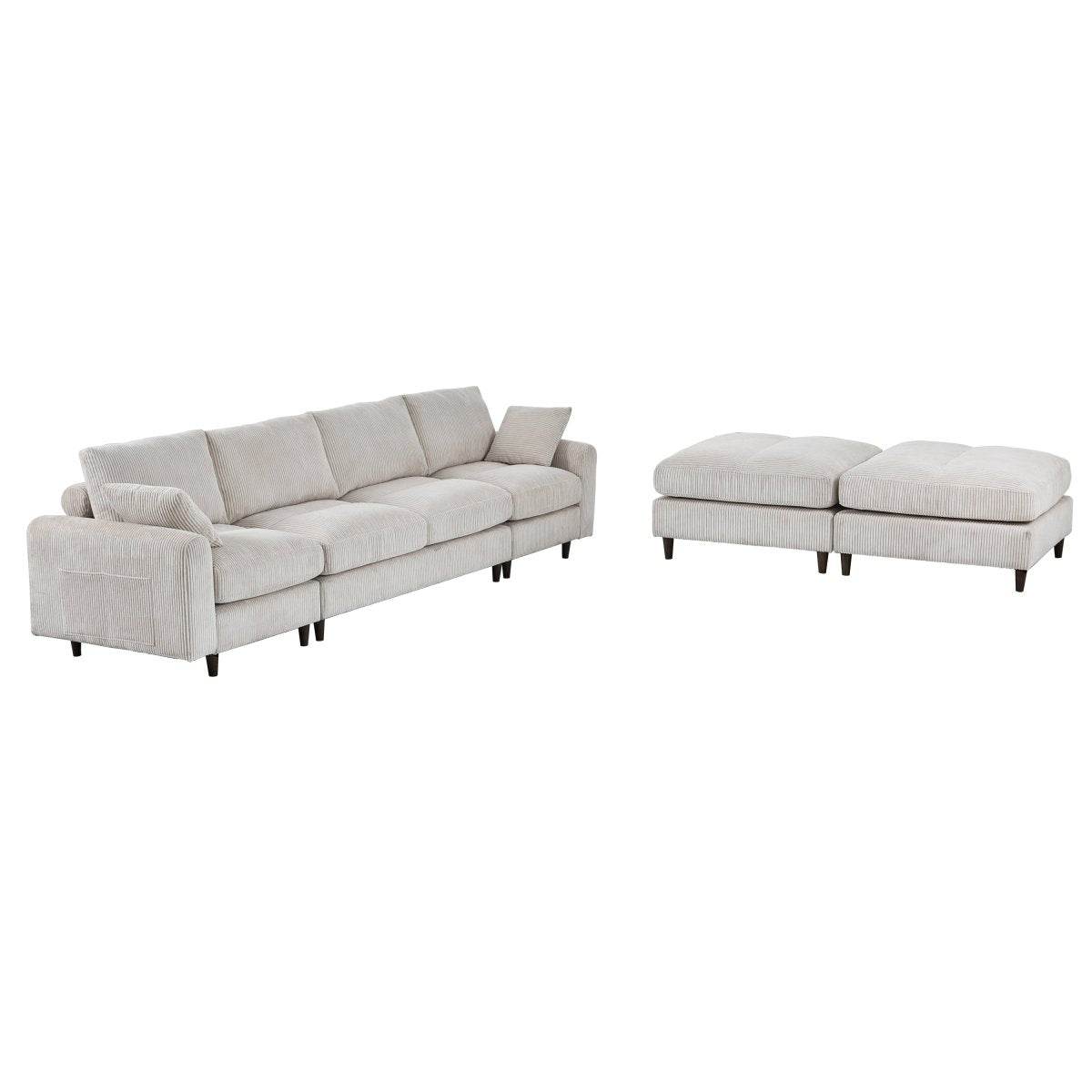 Mid-Century Modern Corduroy Modular Sectional Sofa - Sleep Galleria