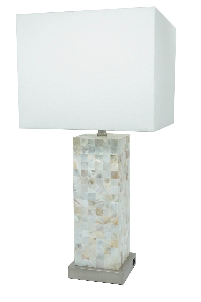 Modern Chrome Mosaic Pattern Table Lamp With Diffused Light - Omega Lifestyles