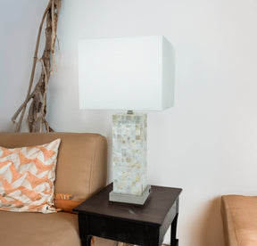 Modern Chrome Mosaic Pattern Table Lamp With Diffused Light - Omega Lifestyles