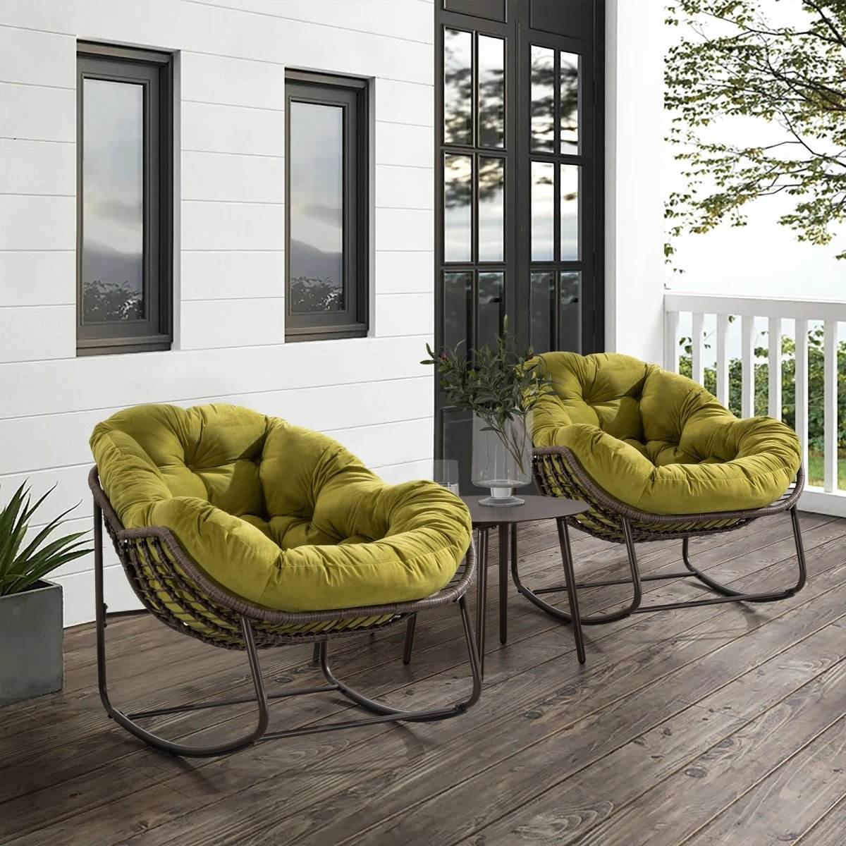 Outdoor Oversized Hand-Woven Rattan Rocking Chair - Omega Lifestyles