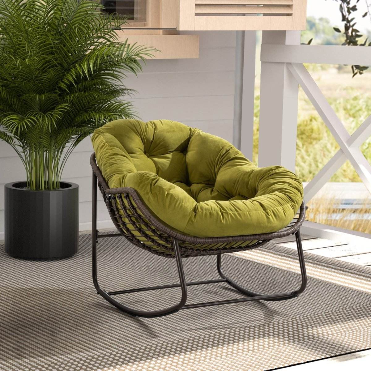 Outdoor Oversized Hand-Woven Rattan Rocking Chair - Omega Lifestyles