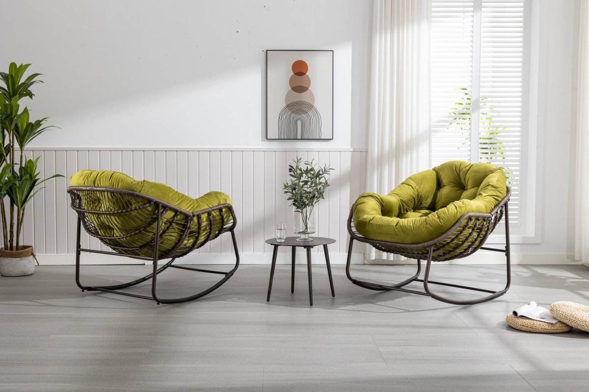Outdoor Oversized Hand-Woven Rattan Rocking Chair - Omega Lifestyles