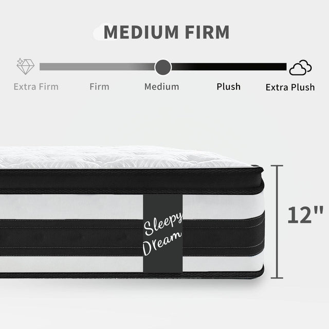 Soft 12-Inch Plush Memory Foam Pocket Spring Mattress - Omega Lifestyles