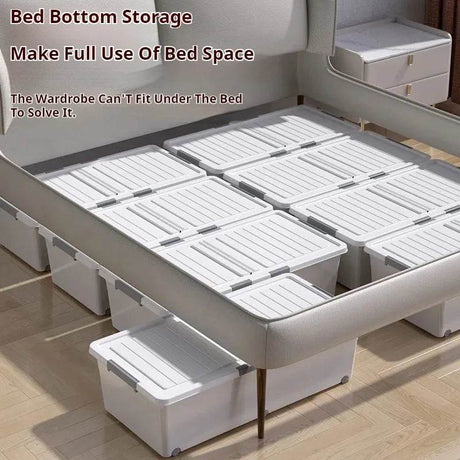 Underbed Organizer Plastic Multi-Layer Bed Under-Storage Box Extra-Large Capacity Bin With Wheels For Clothes, Quilts, Toys - Omega Lifestyles