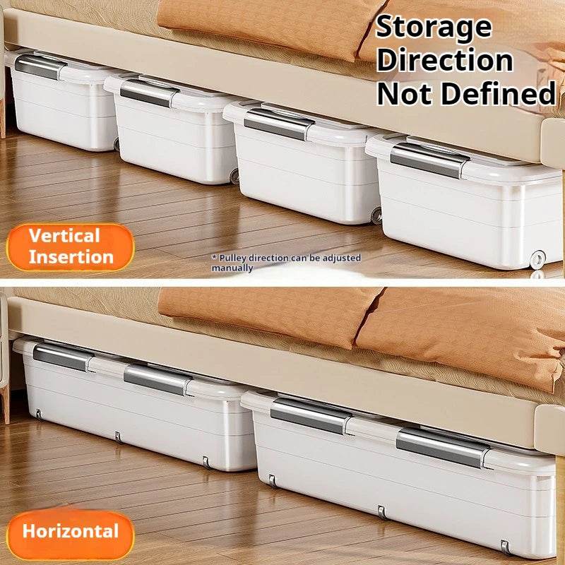 Underbed Organizer Plastic Multi-Layer Bed Under-Storage Box Extra-Large Capacity Bin With Wheels For Clothes, Quilts, Toys - Omega Lifestyles
