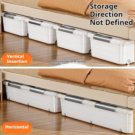 Underbed Organizer Plastic Multi-Layer Bed Under-Storage Box Extra-Large Capacity Bin With Wheels For Clothes, Quilts, Toys - Omega Lifestyles